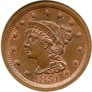 image for: 1851 1c NGC MS65 BN (N-4)