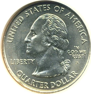 image for: 2005-P 25c West Virginia NGC MS65 Reverse Die Break @ 4:00