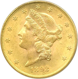 image for: 1892-S $20 PCGS MS63