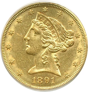 image for: 1891-CC $5 PCGS AU55
