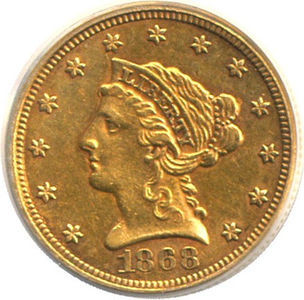 image for: 1868-S $2 1/2  PCGS AU50 