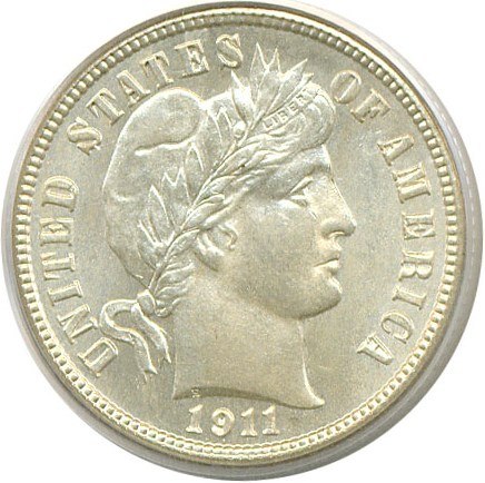 image for: 1911 10c  PCGS MS65 