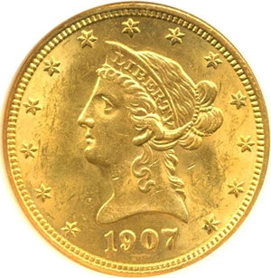 image for: 1907 $10 Liberty NGC MS62