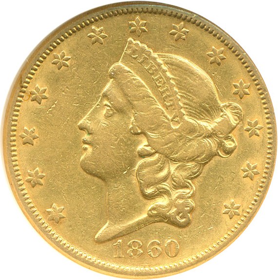 image for: 1860-S $20  NGC XF45