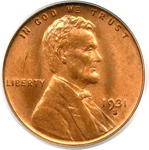 image for: 1931-S 1c PCGS MS65 RD