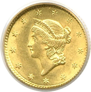 image for: 1853 G$1 PCGS MS63