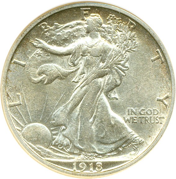 image for: 1918-S 50c  ANACS AU55