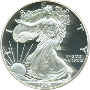 image for: 1996-P $1 Silver Eagle PCGS Proof 69 DCameo