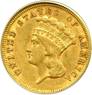 image for: 1854 $3 PCGS/CAC AU53