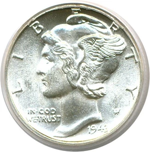 image for: 1943 10c PCGS MS66