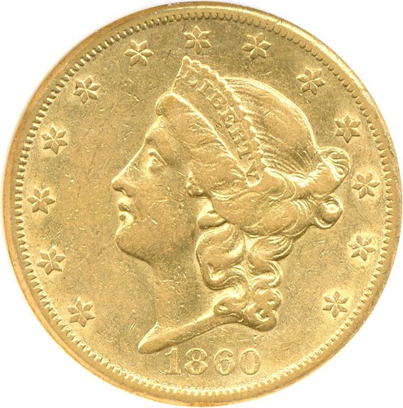 image for: 1860-S $20  NGC XF45 