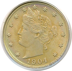 image for: 1904 5c PCGS MS64 * Color *