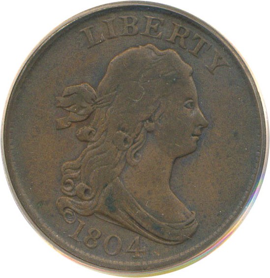 image for: 1804 1/2c Cross 4-Stems PCGS VF25