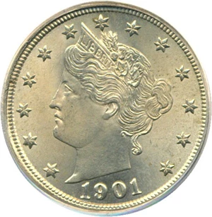 image for: 1901 5c PCGS MS65