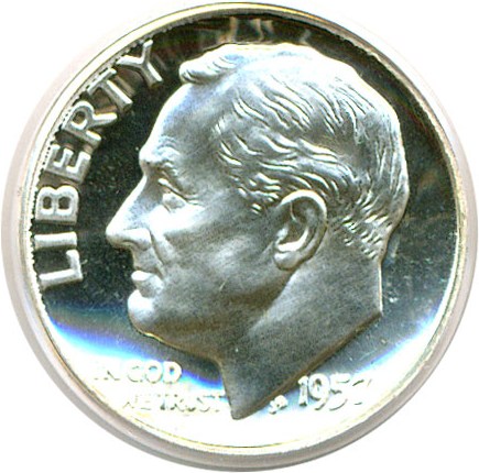 image for: 1957 10c  PCGS Proof 67 Cameo