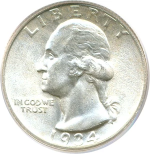 image for: 1934 25c Heavy Motto PCGS MS66