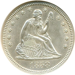 image for: 1858 25c NGC MS64