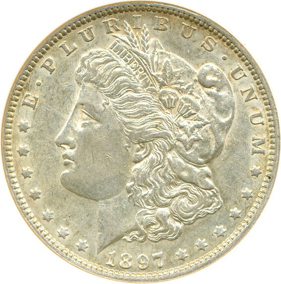 image for: Top 100 VAM: 1897 $1 VAM 6A  Pitted Reverse ANACS AU55 