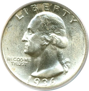 image for: 1936-S 25c PCGS MS64