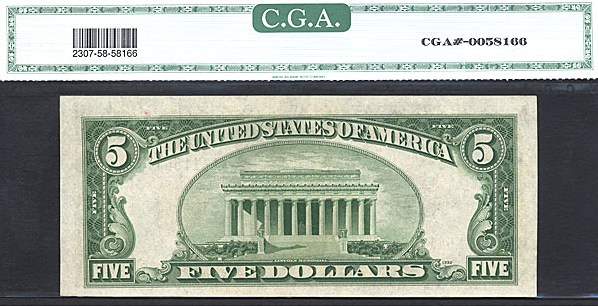 image for: Fr.2307 1934A $5 North Africa CGA AU58  [K64115647A]