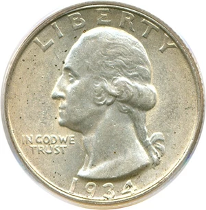 image for: 1934-D 25c PCGS AU58