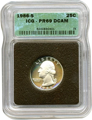 image for: 1986-S 25c ICG Proof 69 DCameo