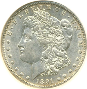 image for: Top 100 VAM: 1891-O $1 VAM 1A Clashed E NGC AU55