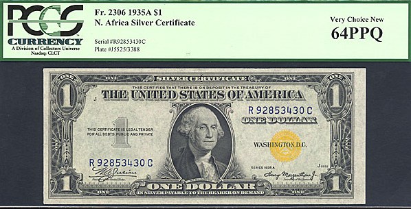 image for: Fr.2306 1935A $1 North Africa PCGS Choice CU64 PPQ [R92853430C]