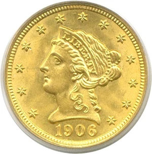 image for: 1906 $2 1/2 PCGS MS65