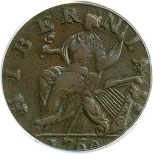 image for: 1760 1/2 P Voce Populi PCGS AU55 BN