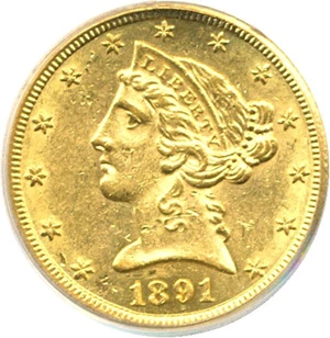 image for: 1891-CC $5 PCGS MS60