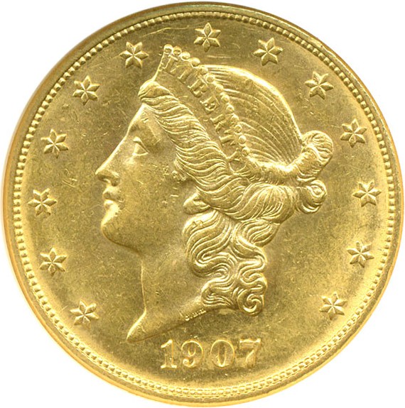 image for: 1907-D $20  NGC MS61 