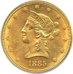 image for: 1885 $10 PCGS MS62