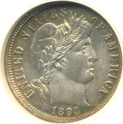 image for: 1893-O 10c  NGC MS64 * Reverse Color *