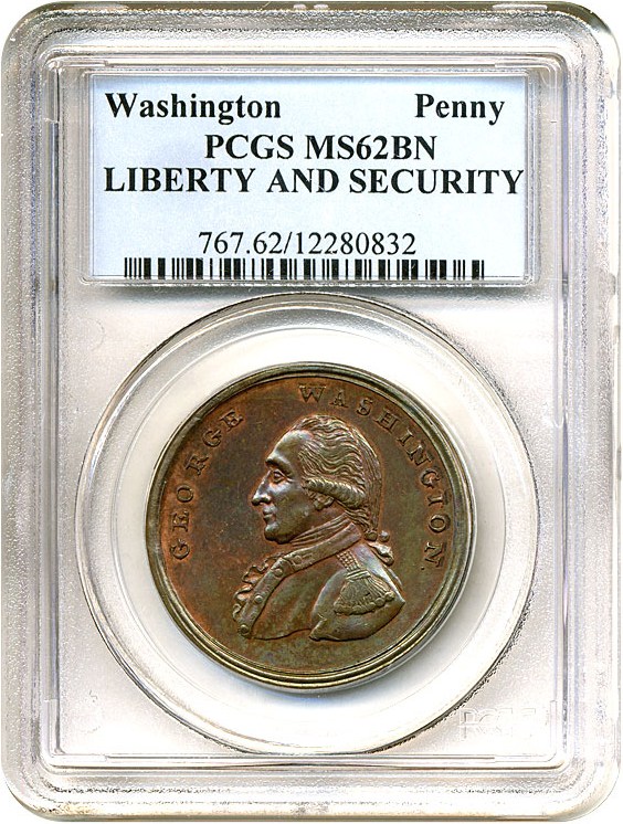 image for: Washington Penny LIBERTY AND SECURITY PCGS MS62 BN