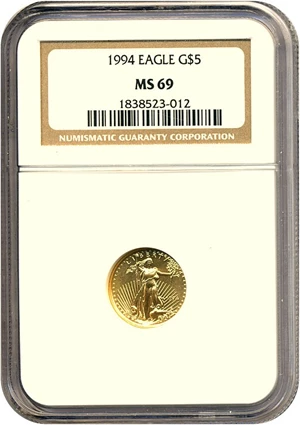 image for: 1994 $5 Gold Eagle NGC MS69