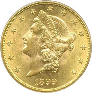 image for: 1899-S $20 PCGS MS62