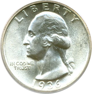 image for: 1936-S 25c PCGS MS65