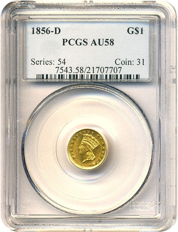 image for: 1856-D G$1  PCGS AU58