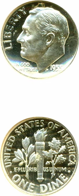 image for: 1955 10c NGC Proof 69 Cameo