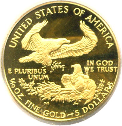 image for: 1989-P $5 Gold Eagle PCGS Proof 69 DCameo