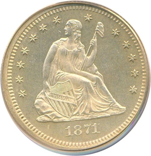 image for: 1871 25c PCGS Proof 64