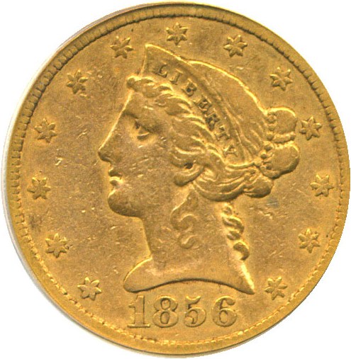 image for: 1856-S $5  PCGS VF30