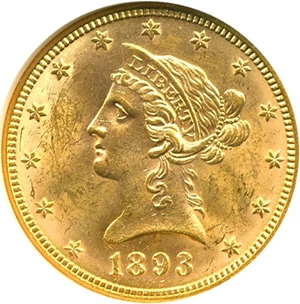 image for: 1893 $10 NGC MS63