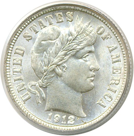 image for: 1912 10c  PCGS MS65