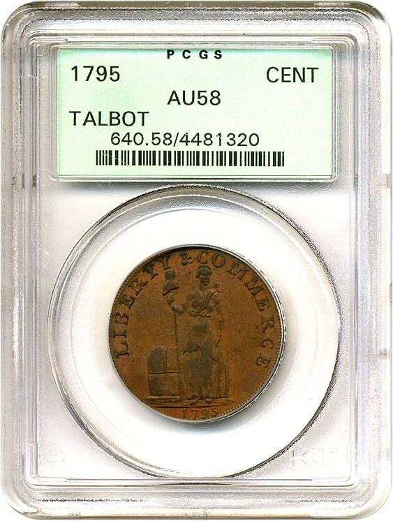 image for: 1795 Cent Talbot, Allum & Lee, Letter Ed PCGS AU58 BN