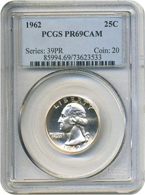 image for: 1962 25c PCGS Proof 69 Cameo