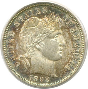 image for: 1892-O 10c PCGS MS63 *Color*