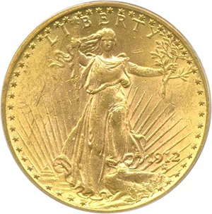 image for: 1912 $20 PCGS MS62