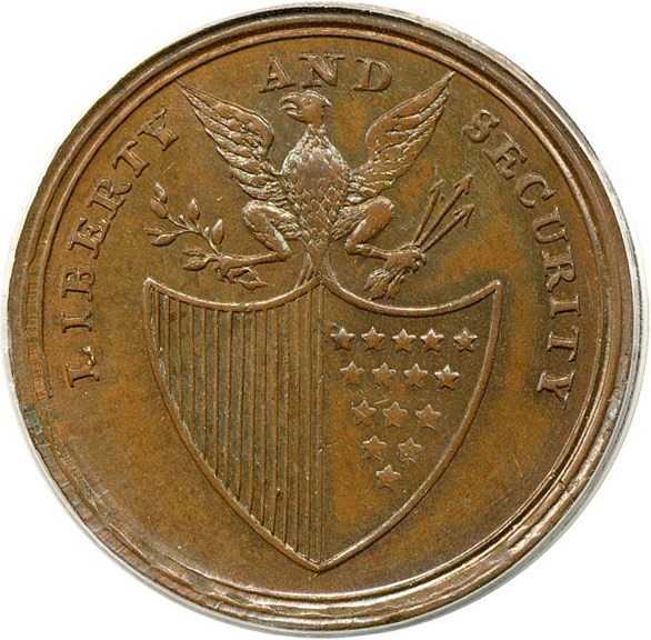 image for: Washington Penny LIBERTY AND SECURITY PCGS/CAC MS64 BN